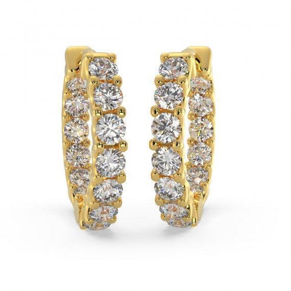 U Prong Natural Diamond Studded Hoop Earrings for women crafted In 18K Gold - Amada Diamonds