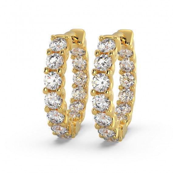 U Prong Natural Diamond Studded Hoop Earrings for women crafted In 18K Gold - Amada Diamonds