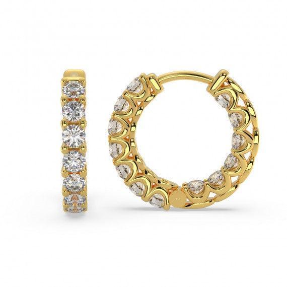 U Prong Natural Diamond Studded Hoop Earrings for women crafted In 18K Gold - Amada Diamonds
