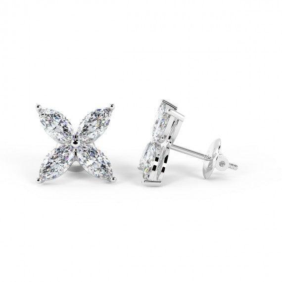 D/VS Lab Grown Marquise Diamond Victorian Stud Earrings in 18k White Gold (0.50ct - 1.00ct)