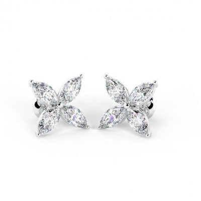 F/VVS 1.50CT Marquise Diamond Victorian Stud Earrings ,Hallmarked Platinum