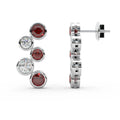 Ruby , Sapphire , Emerald & Diamond Bezel Set Bubble Earrings in White Gold