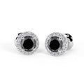 Black & White Diamond Halo Set Earrings, 9k White Gold