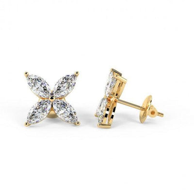 0.40Ct Marquise Diamond Victorian Stud Earrings , 18k Yellow Gold