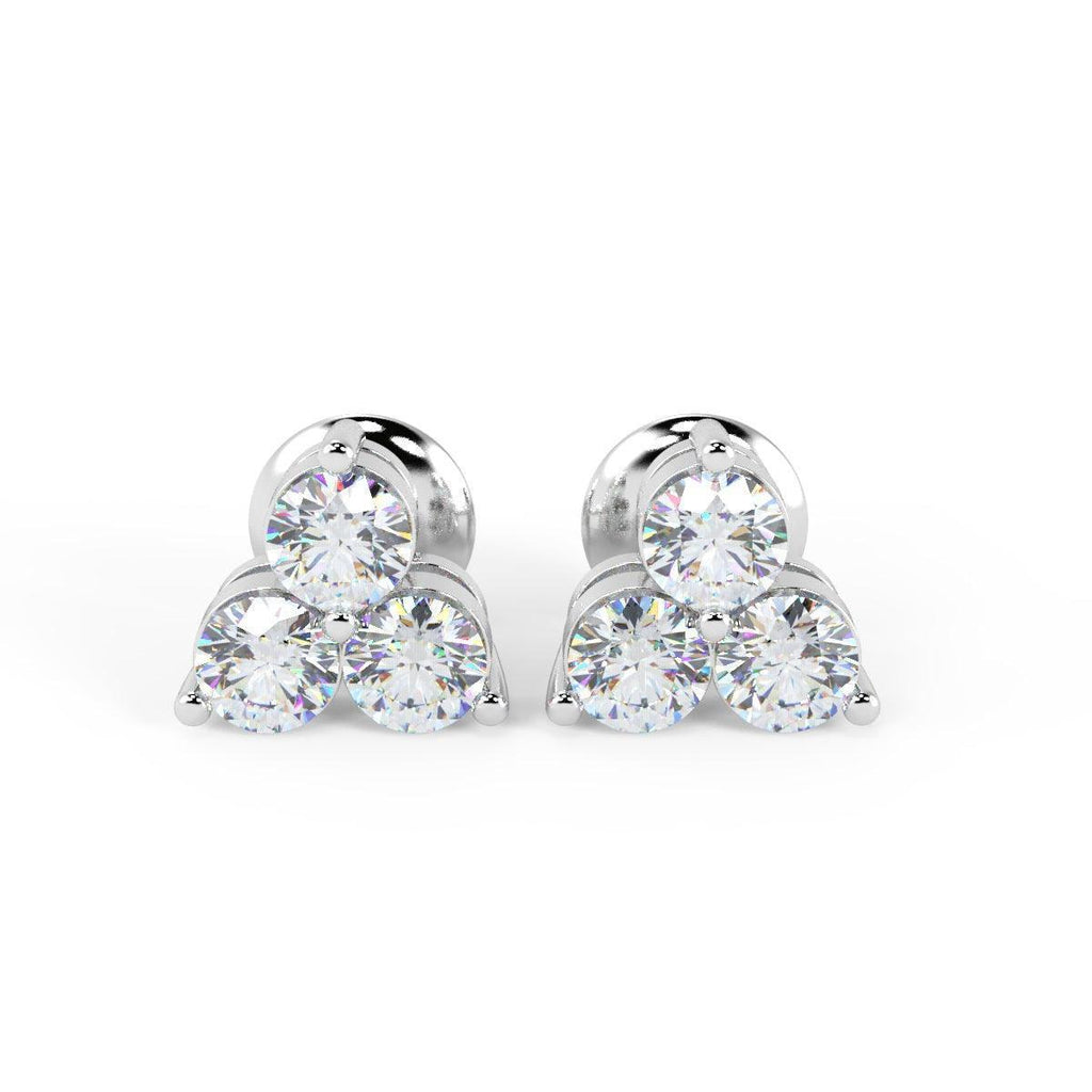 F/VS 0.45Ct Natural Diamond Screw Back Stud Earrings in 18K Gold - Amada Diamonds