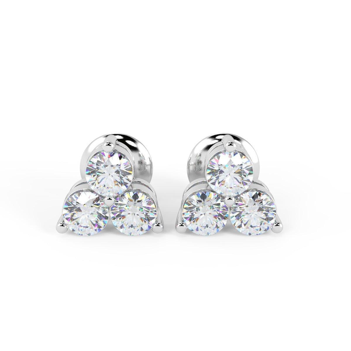 F/VS 0.45Ct Natural Diamond Screw Back Stud Earrings in 18K Gold - Amada Diamonds