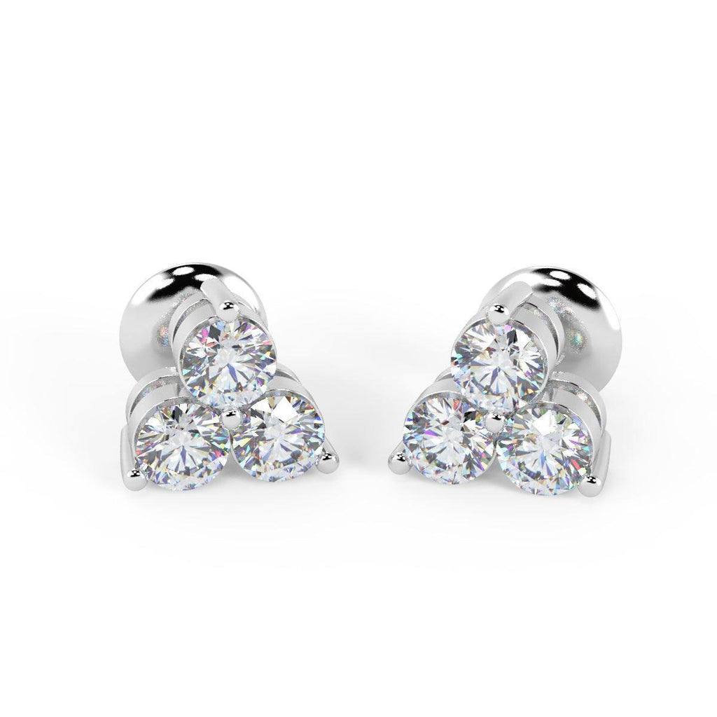 F/VS 0.45Ct Natural Diamond Screw Back Stud Earrings in 18K Gold - Amada Diamonds