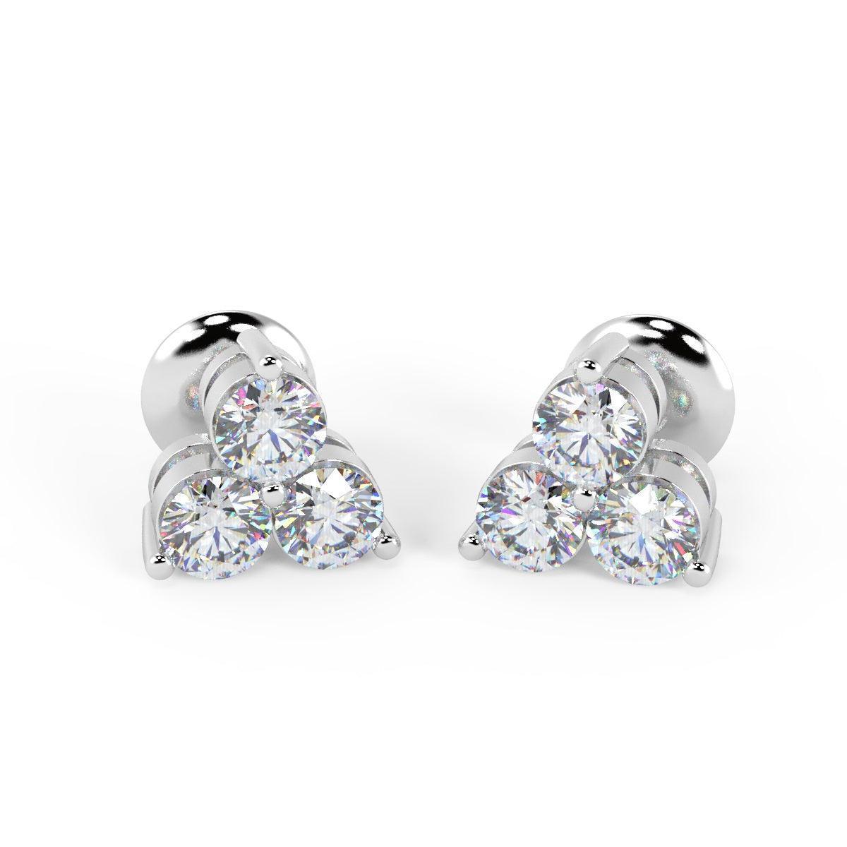 F/VS 0.45Ct Natural Diamond Screw Back Stud Earrings in 18K Gold - Amada Diamonds