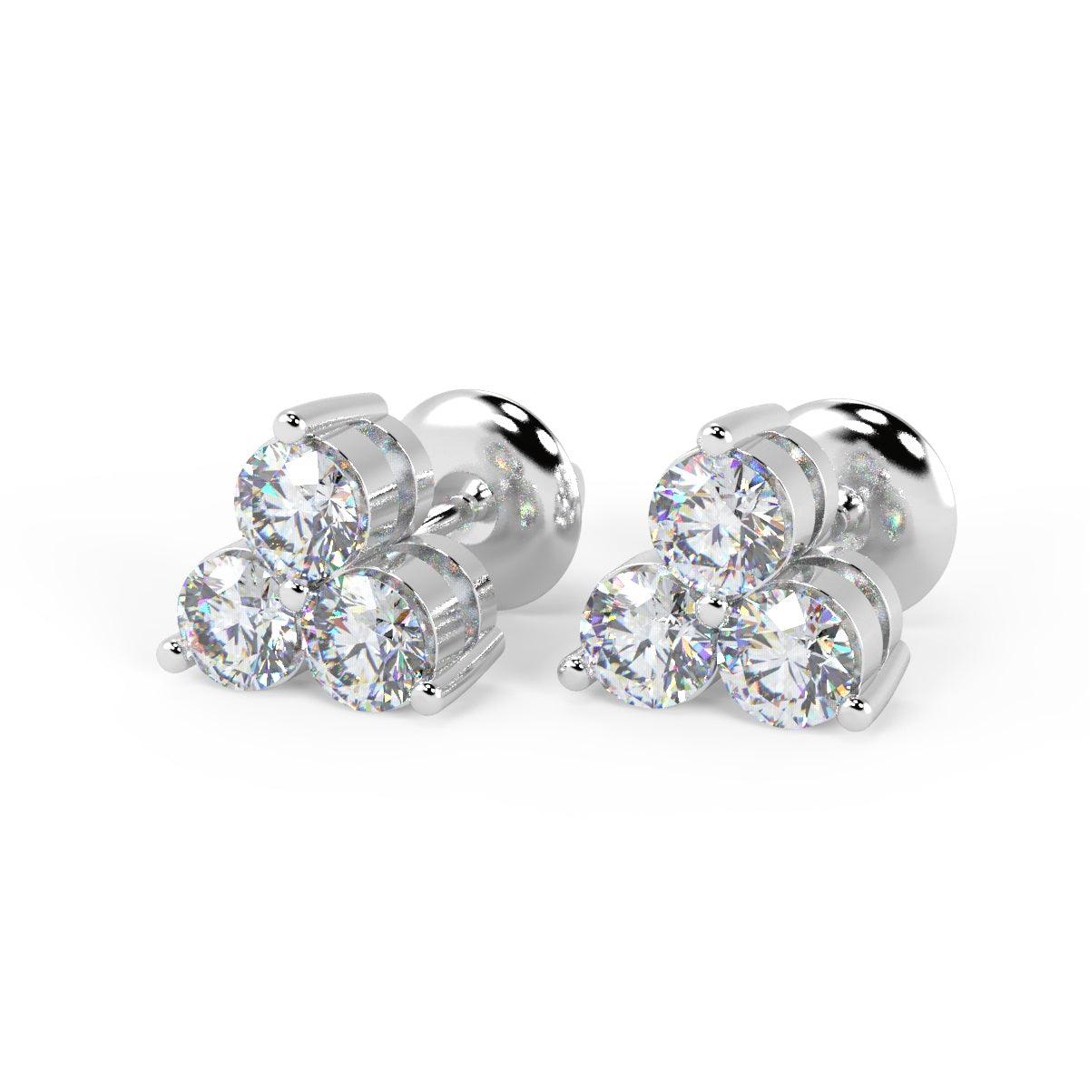 F/VS 0.45Ct Natural Diamond Screw Back Stud Earrings in 18K Gold - Amada Diamonds