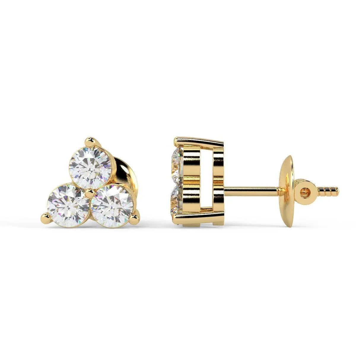F/VS 0.45Ct Natural Diamond Screw Back Stud Earrings in 18K Gold - Amada Diamonds