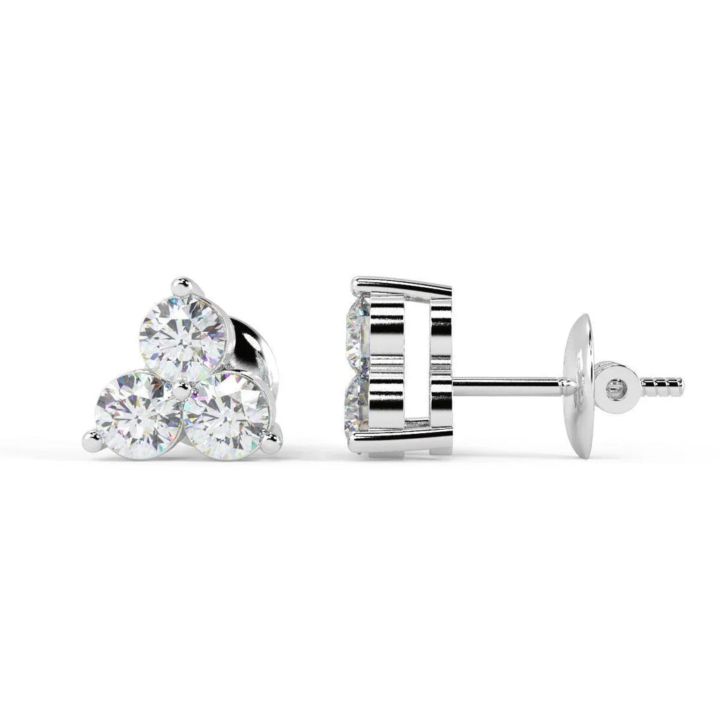 F/VS 0.45Ct Natural Diamond Screw Back Stud Earrings in 18K Gold - Amada Diamonds