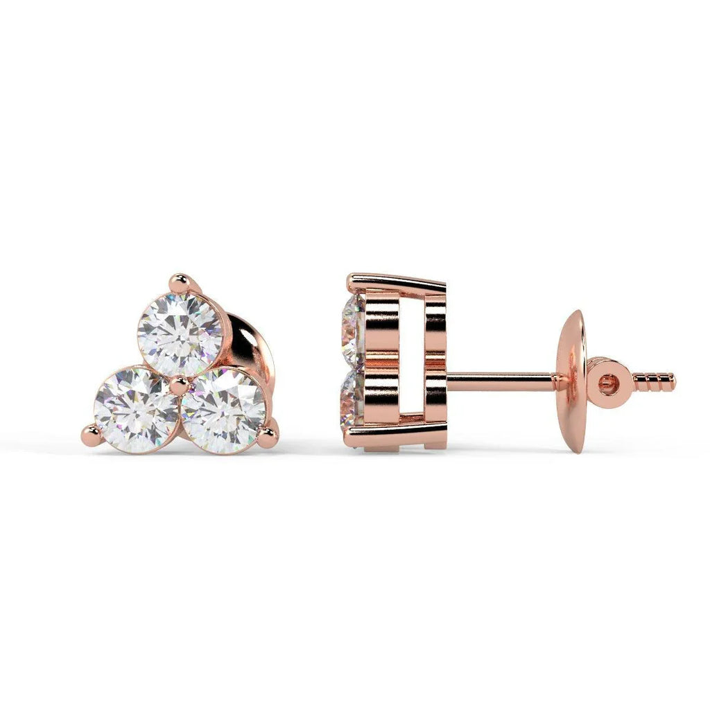 F/VS 0.45Ct Natural Diamond Screw Back Stud Earrings in 18K Gold - Amada Diamonds