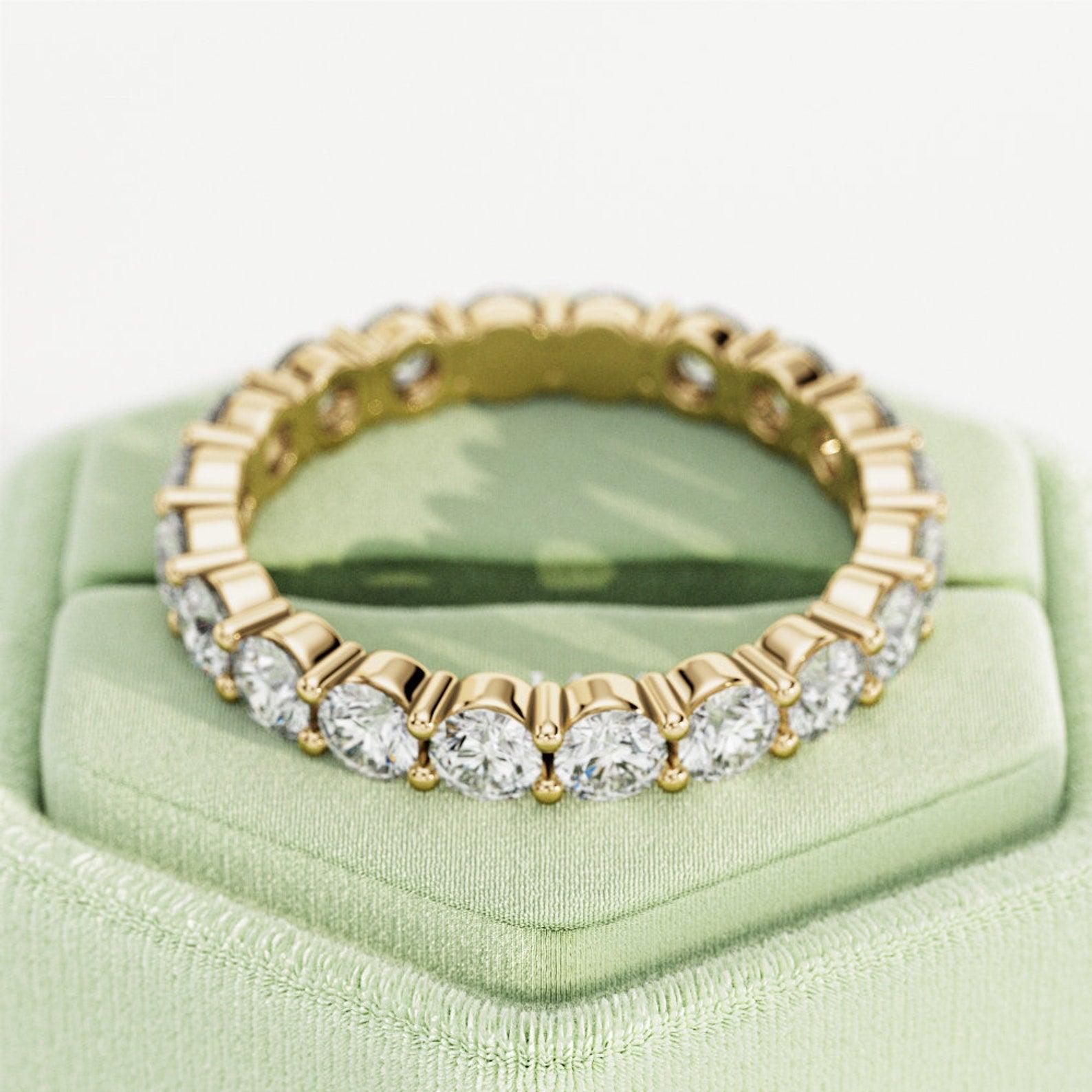 Round Lab Diamond Claw Set Full Eternity Ring for Women's - 2.00Ct - 3.00Ct - D/VS