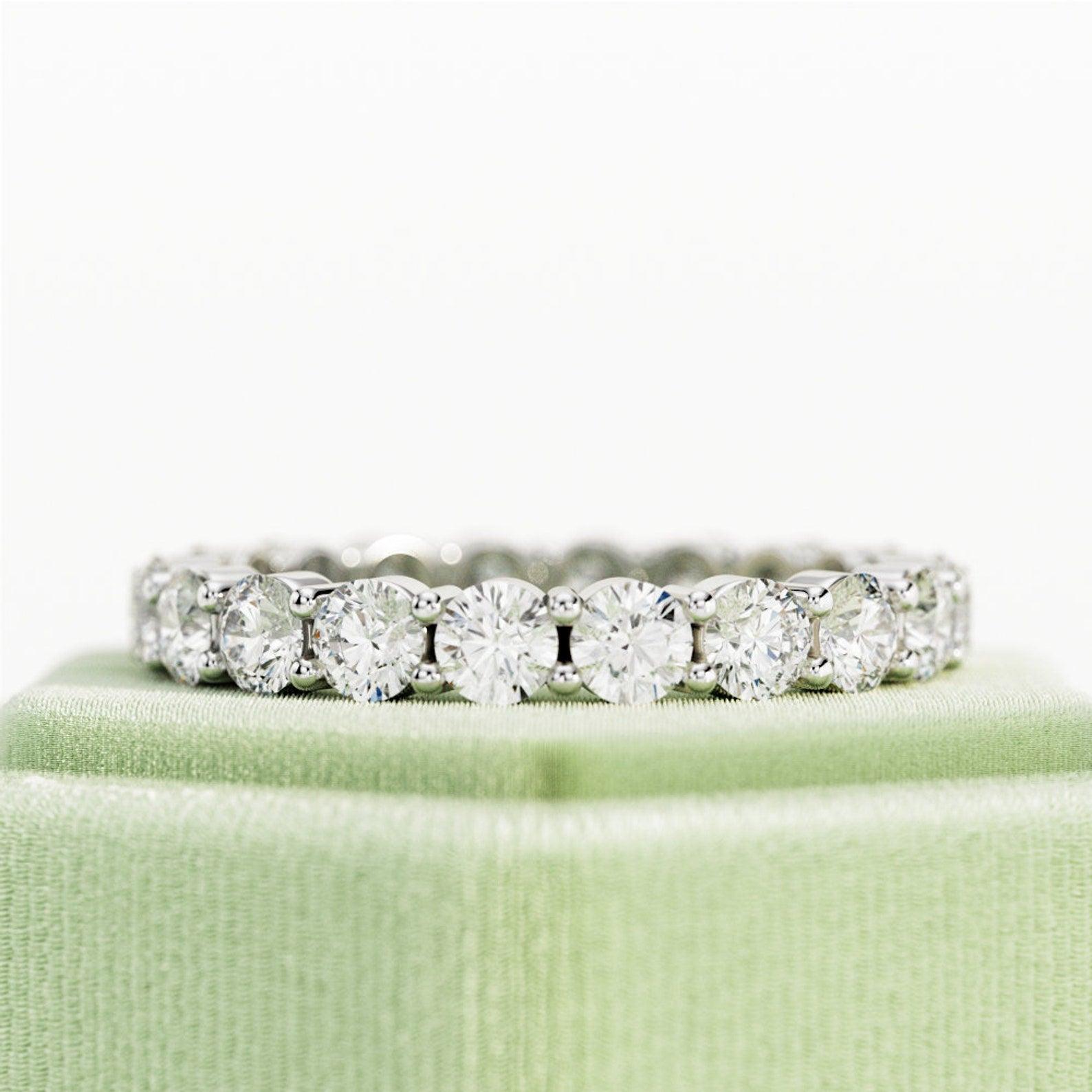 Round Lab Diamond Claw Set Full Eternity Ring for Women's - 2.00Ct - 3.00Ct - D/VS