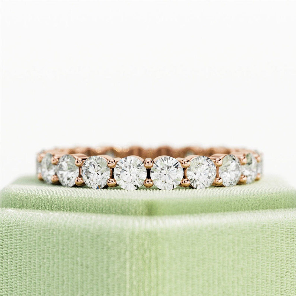 Round Lab Diamond Claw Set Full Eternity Ring for Women's - 2.00Ct - 3.00Ct - D/VS