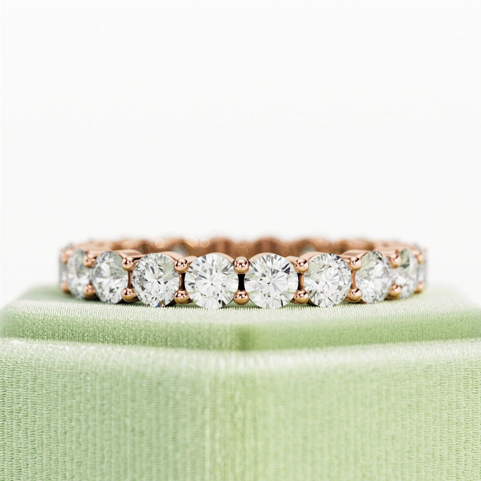 Round Lab Diamond Claw Set Full Eternity Ring for Women's - 2.00Ct - 3.00Ct - D/VS