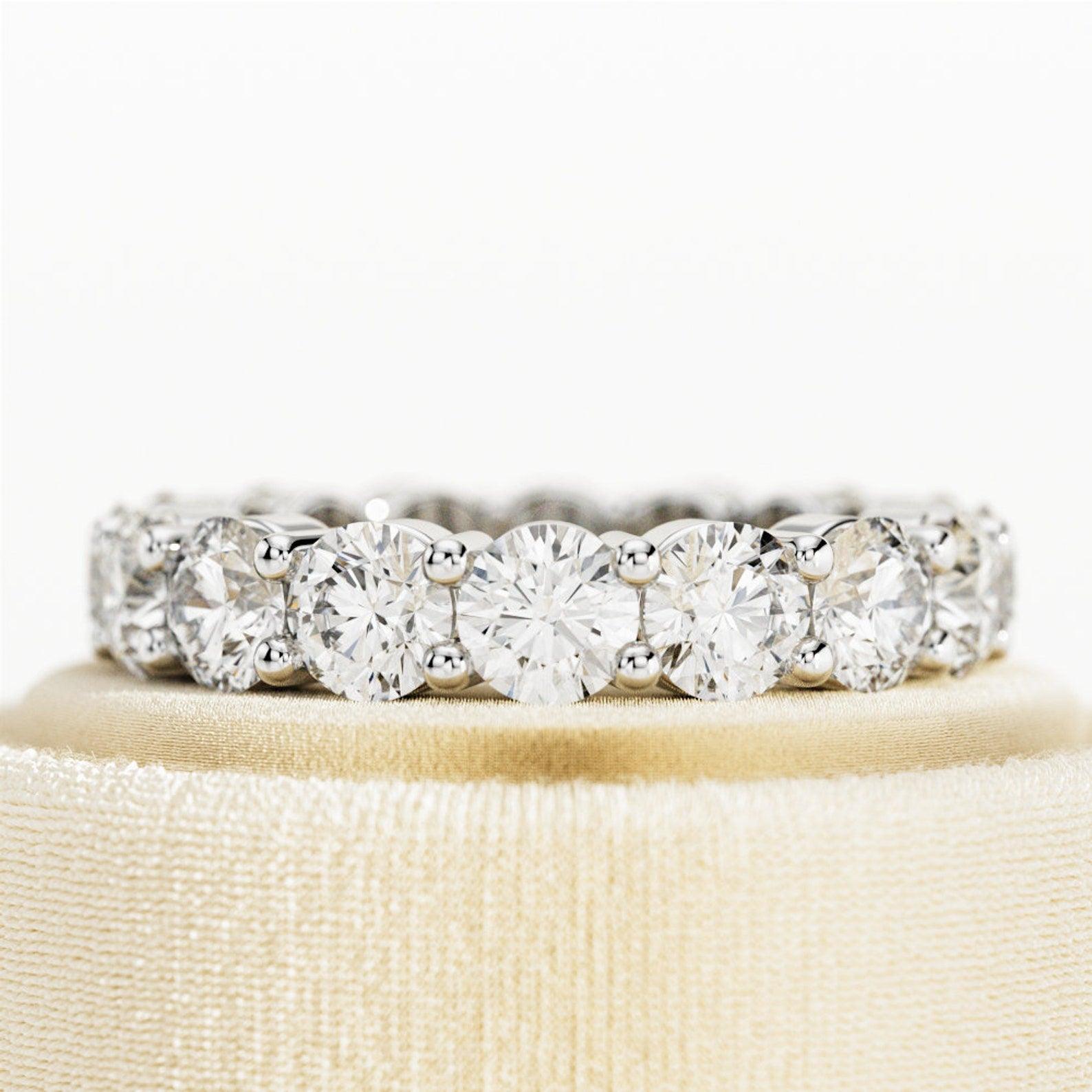 Round Diamond Claw Set Full Eternity Ring for Women's - 4.00Ct - 6.00Ct - D/VS