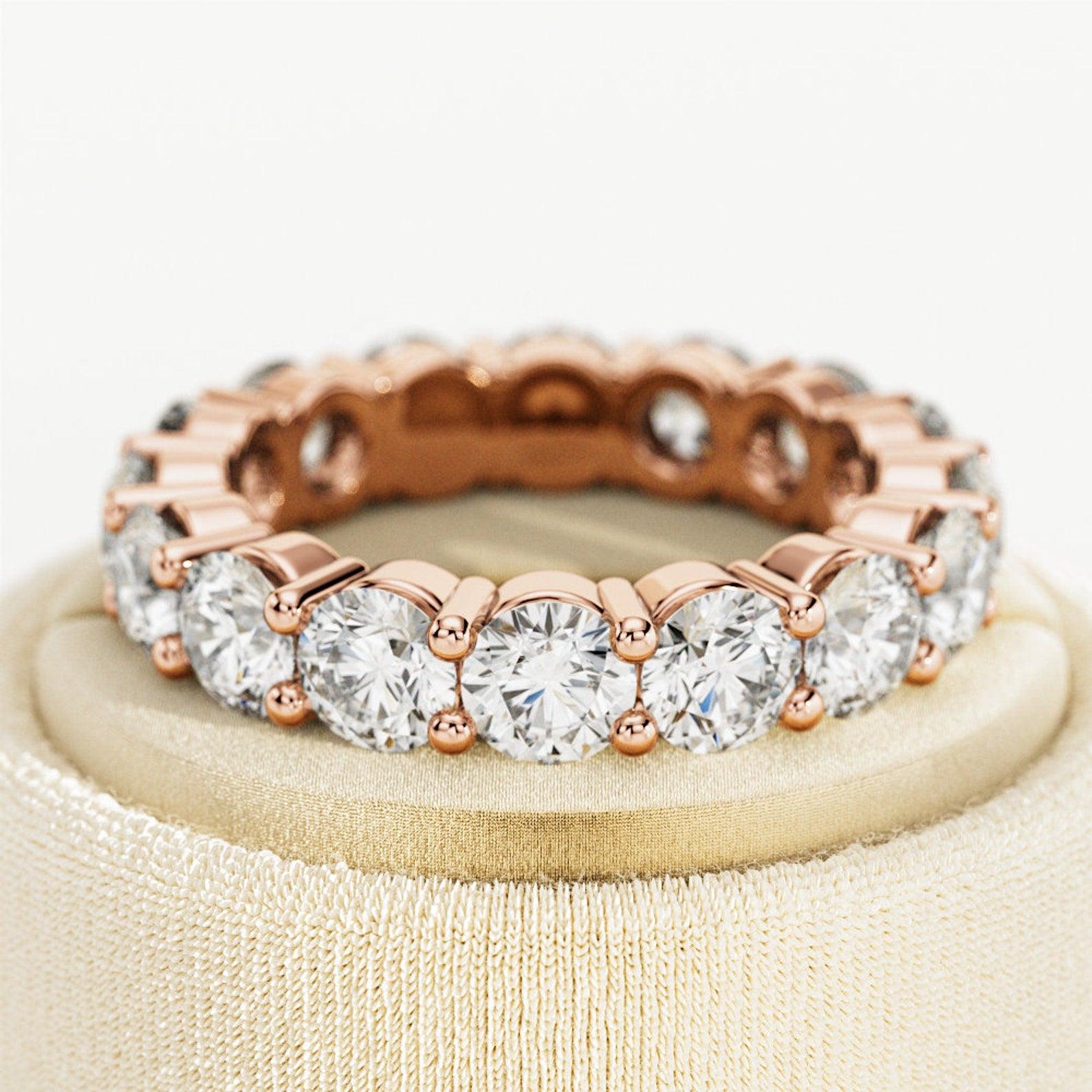 Round Diamond Claw Set Full Eternity Ring for Women's - 4.00Ct - 6.00Ct - D/VS