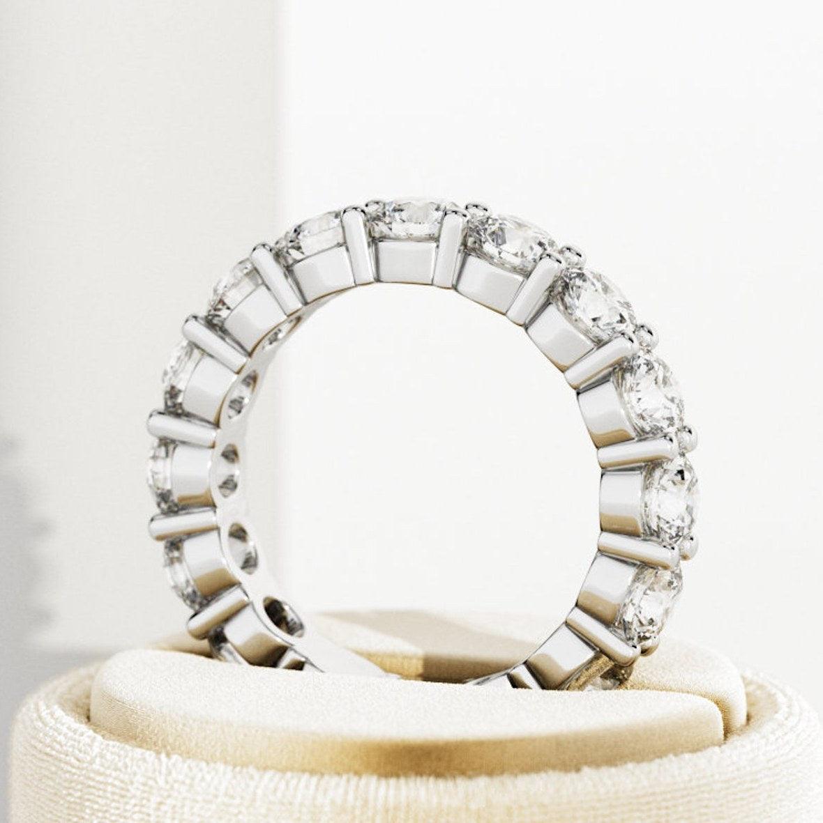 Round Diamond Claw Set Full Eternity Ring for Women's - 4.00Carat - 6.00Carat - D/VVS