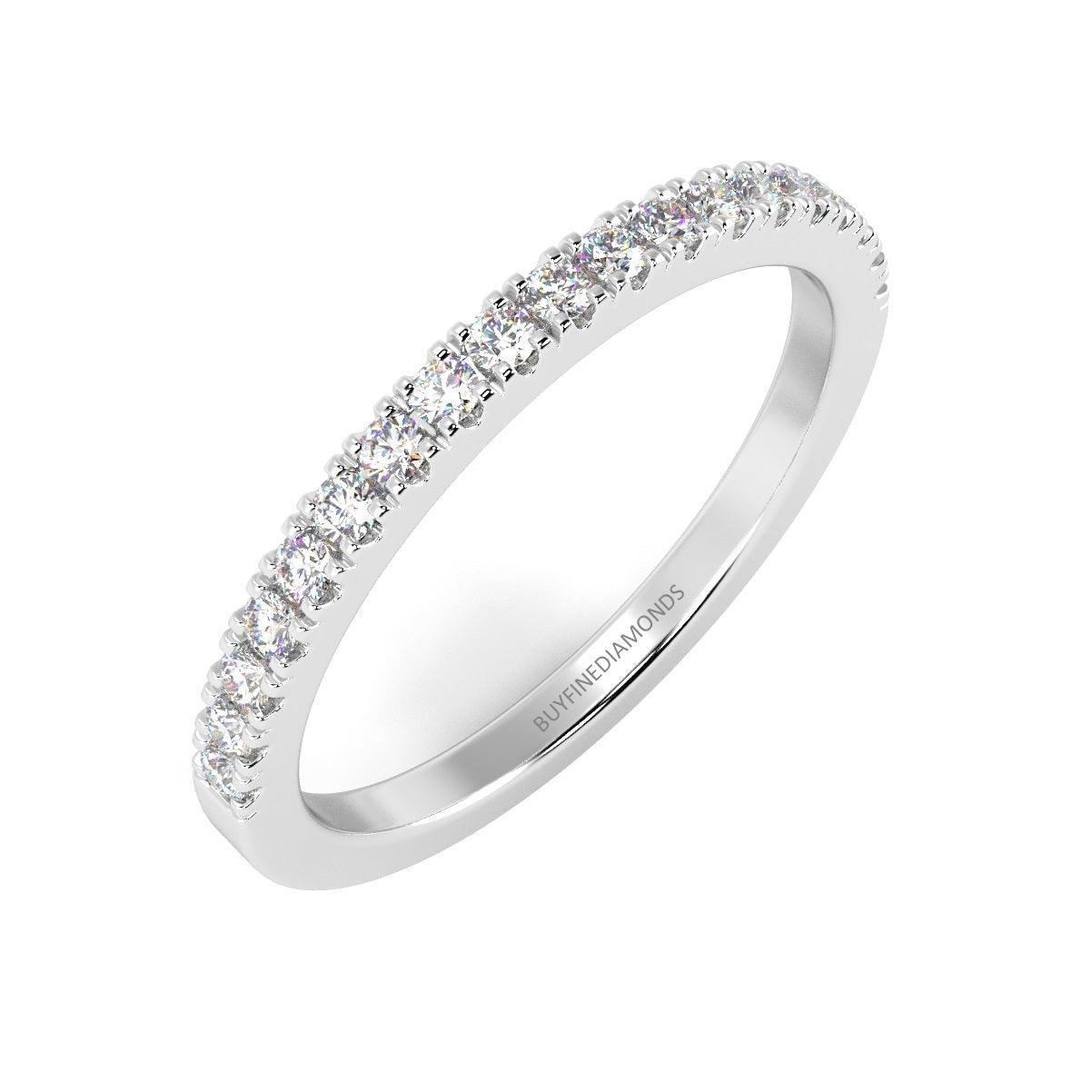 0.15Ct Round Diamond Micro Pave Set Half Eternity Ring in White , Yellow, Rose Gold