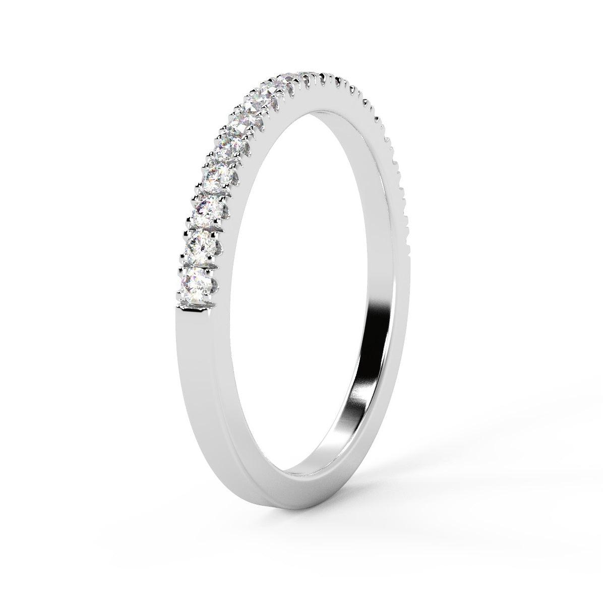 0.15Ct Round Diamond Micro Pave Set Half Eternity Ring in White , Yellow, Rose Gold