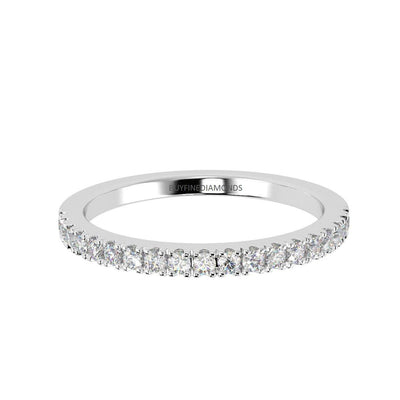 0.15Ct Round Diamond Micro Pave Set Half Eternity Ring in White , Yellow, Rose Gold