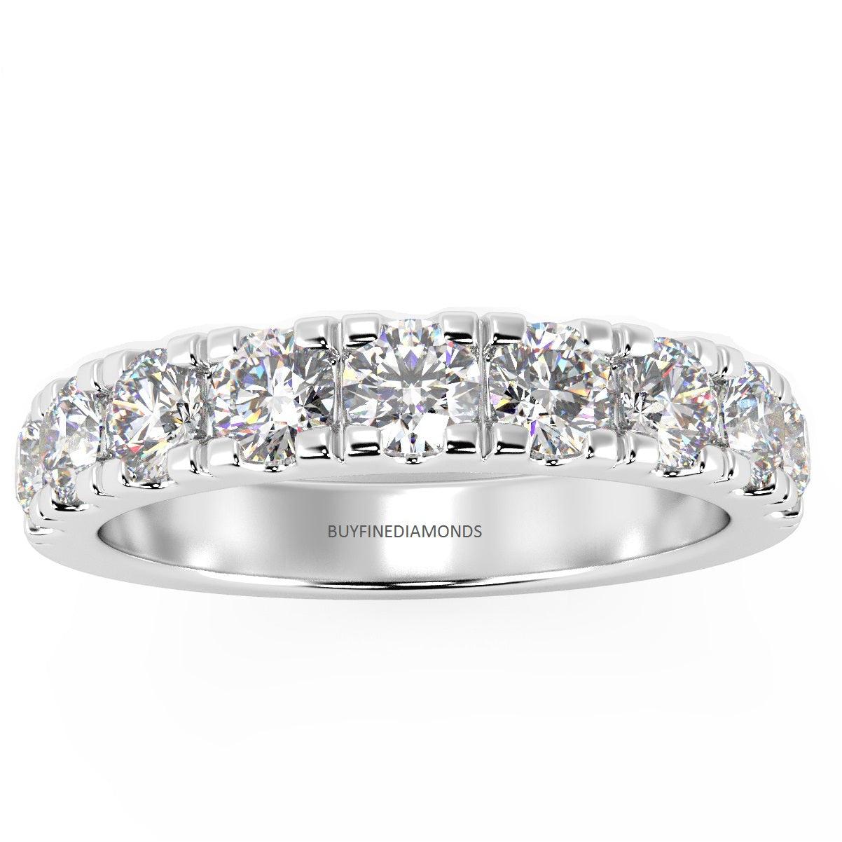 Clearance 10 Round Diamond Wedding Eternity Ring for Women's - 1.00Carat D/VVS