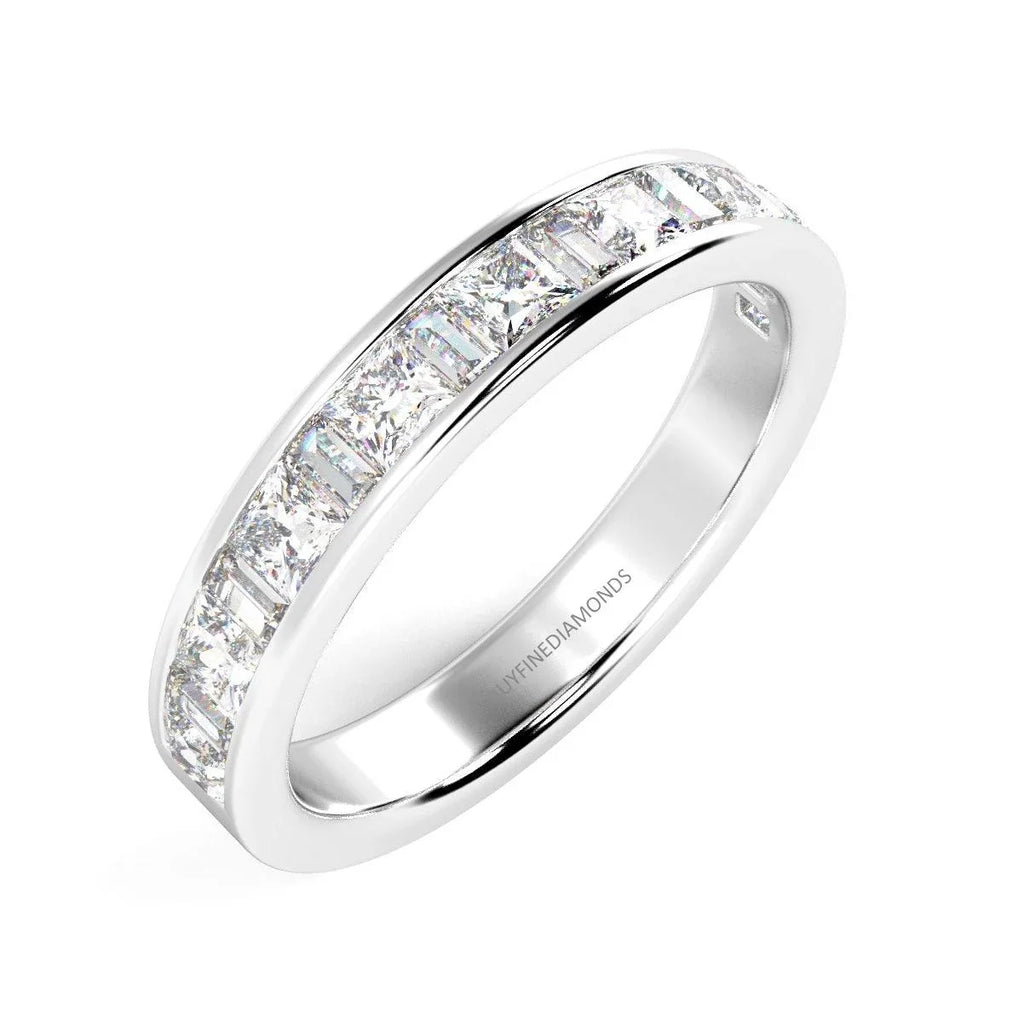 Princess and Baguette Diamond Half eternity Ring in Platinum & 18K Gold - 0.70ct - 2.00ct
