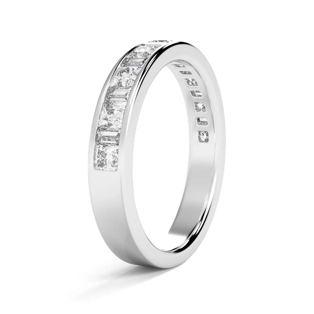 Princess and Baguette Diamond Half eternity Ring in Platinum & 18K Gold - 0.70ct - 2.00ct