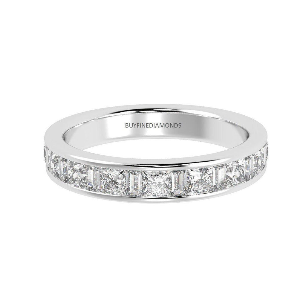 Princess and Baguette Diamond Half eternity Ring in Platinum & 18K Gold - 0.70ct - 2.00ct