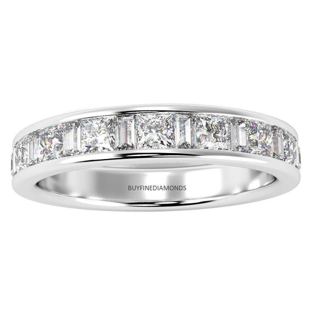 Princess and Baguette Diamond Half eternity Ring in Platinum & 18K Gold - 0.70ct - 2.00ct