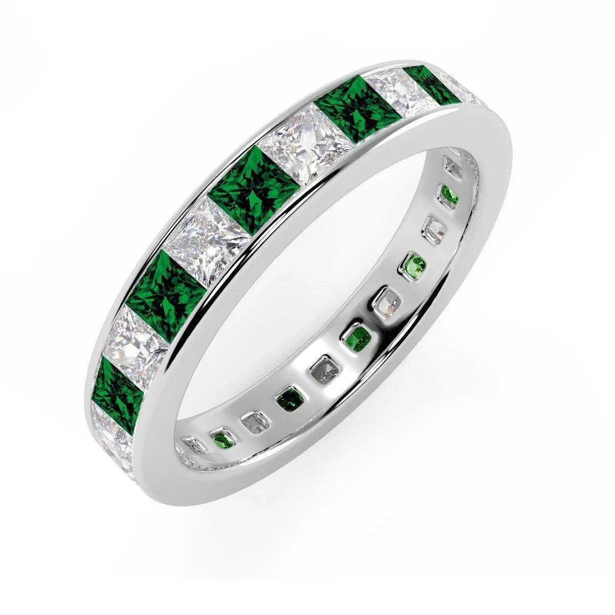 Emerald And Princess Diamond Full Eternity Ring 2.00ct - 4.00ct