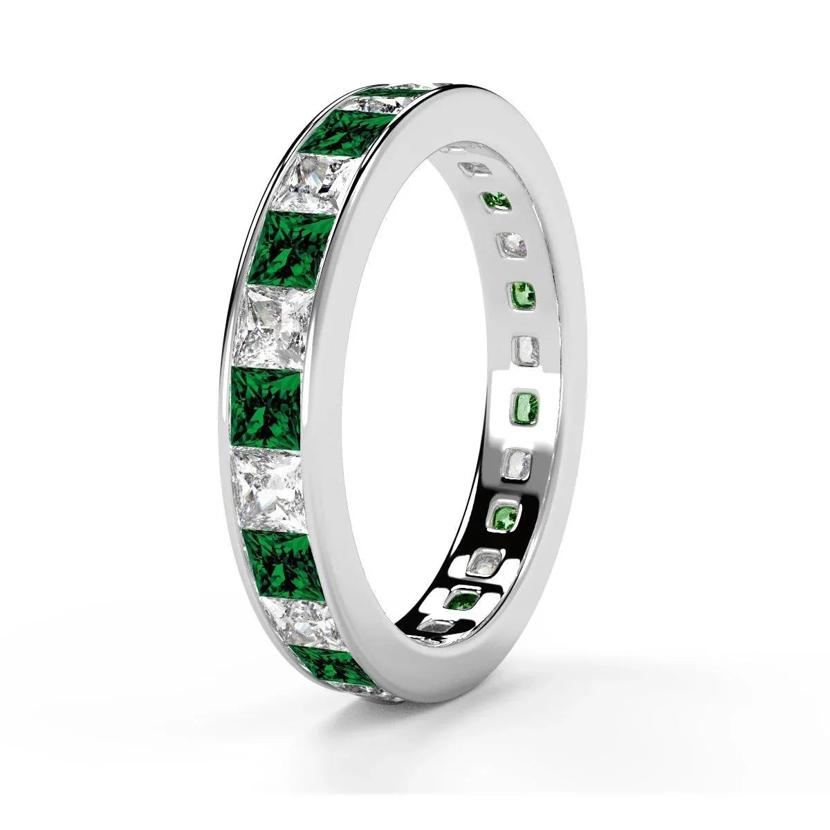 Emerald And Princess Diamond Full Eternity Ring 2.00ct - 4.00ct