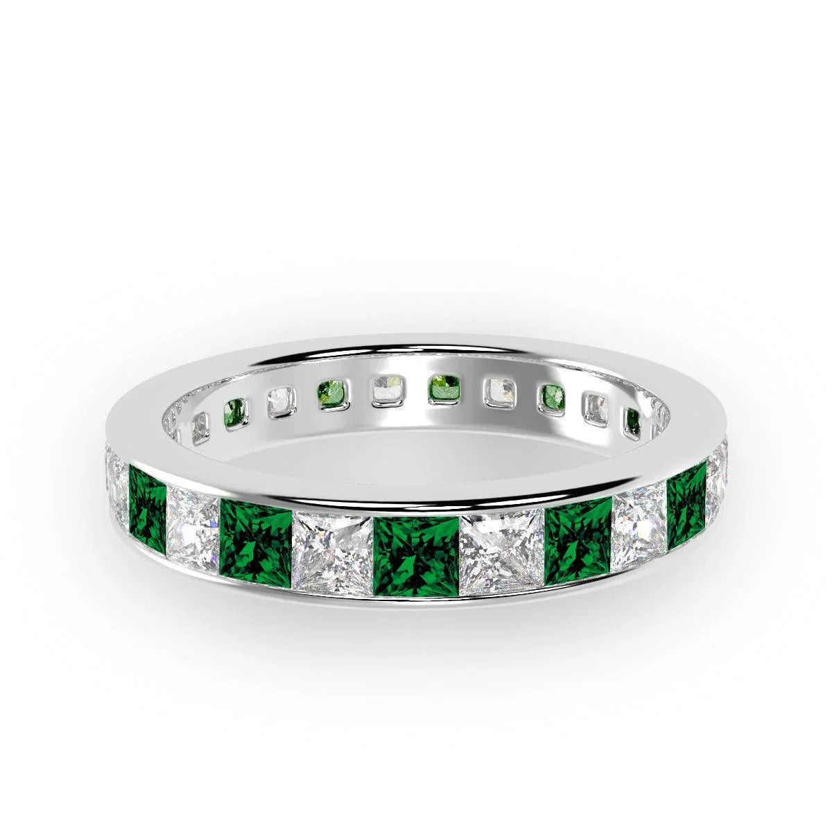 Emerald And Princess Diamond Full Eternity Ring 2.00ct - 4.00ct