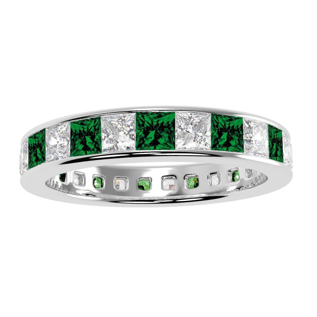 Emerald And Princess Diamond Full Eternity Ring 2.00ct - 4.00ct