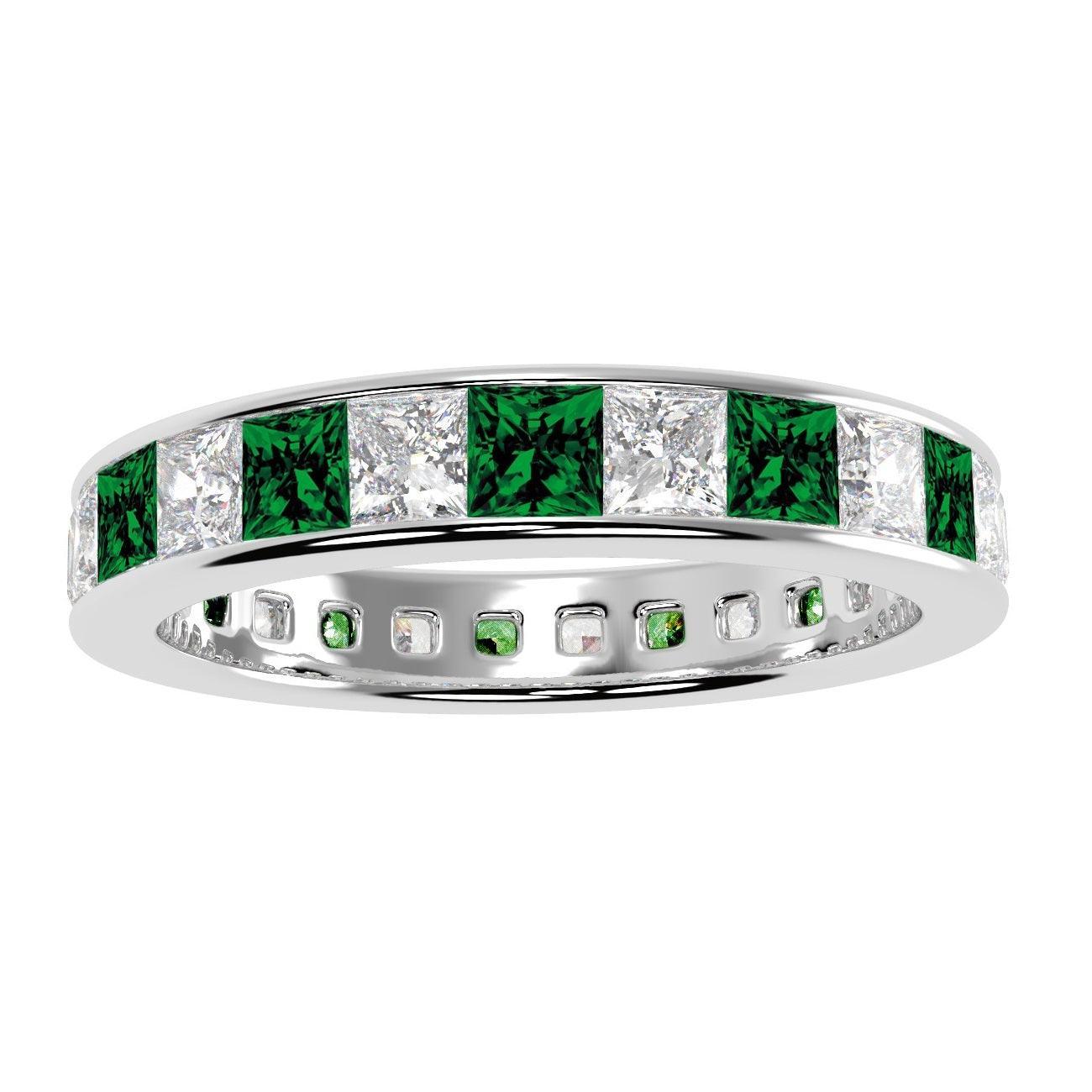 Emerald And Princess Diamond Full Eternity Ring 2.00ct - 4.00ct