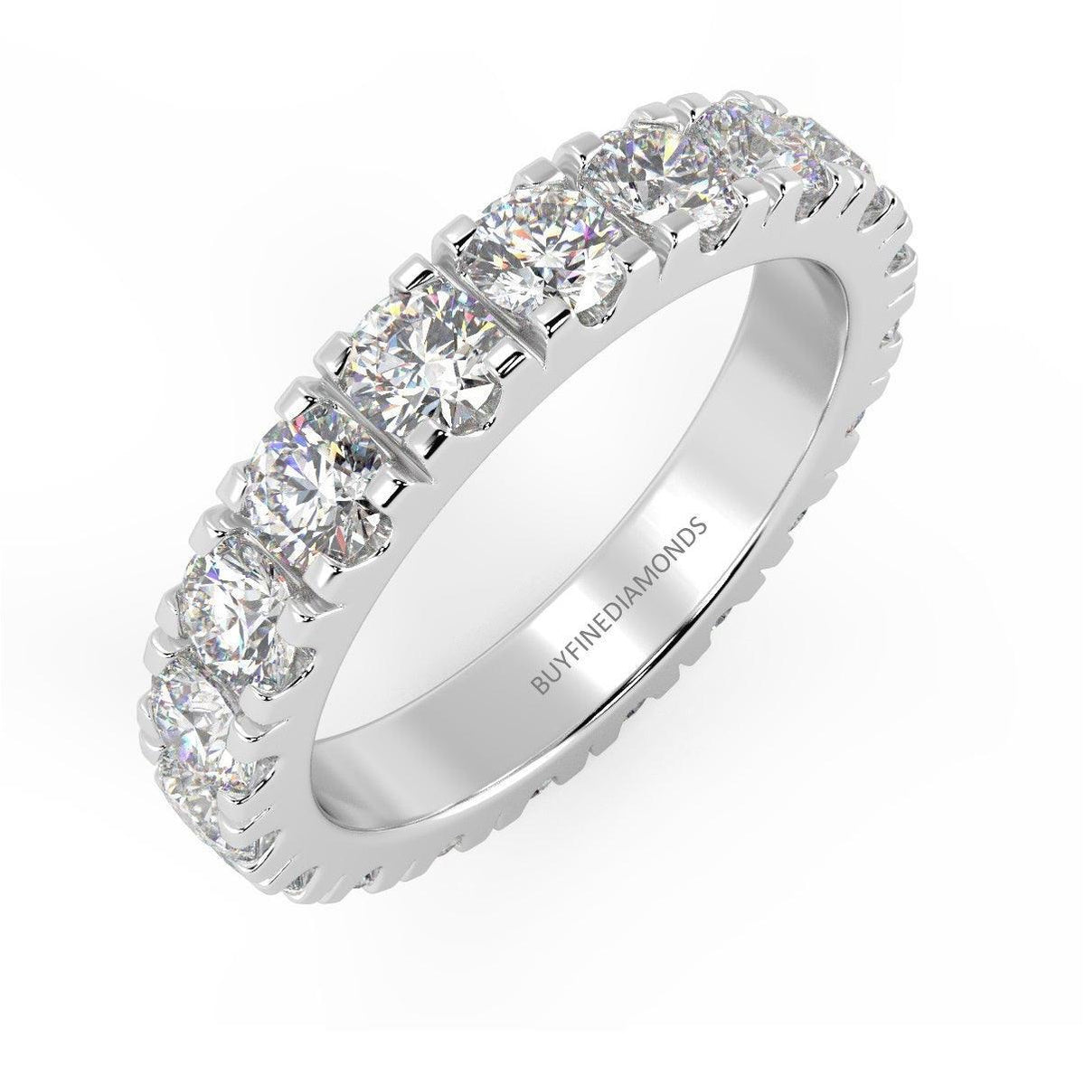 G-H/VS 1.30 Carat Round Diamond Micro Pave Set Full Eternity Ring in Hallmarked Platinum