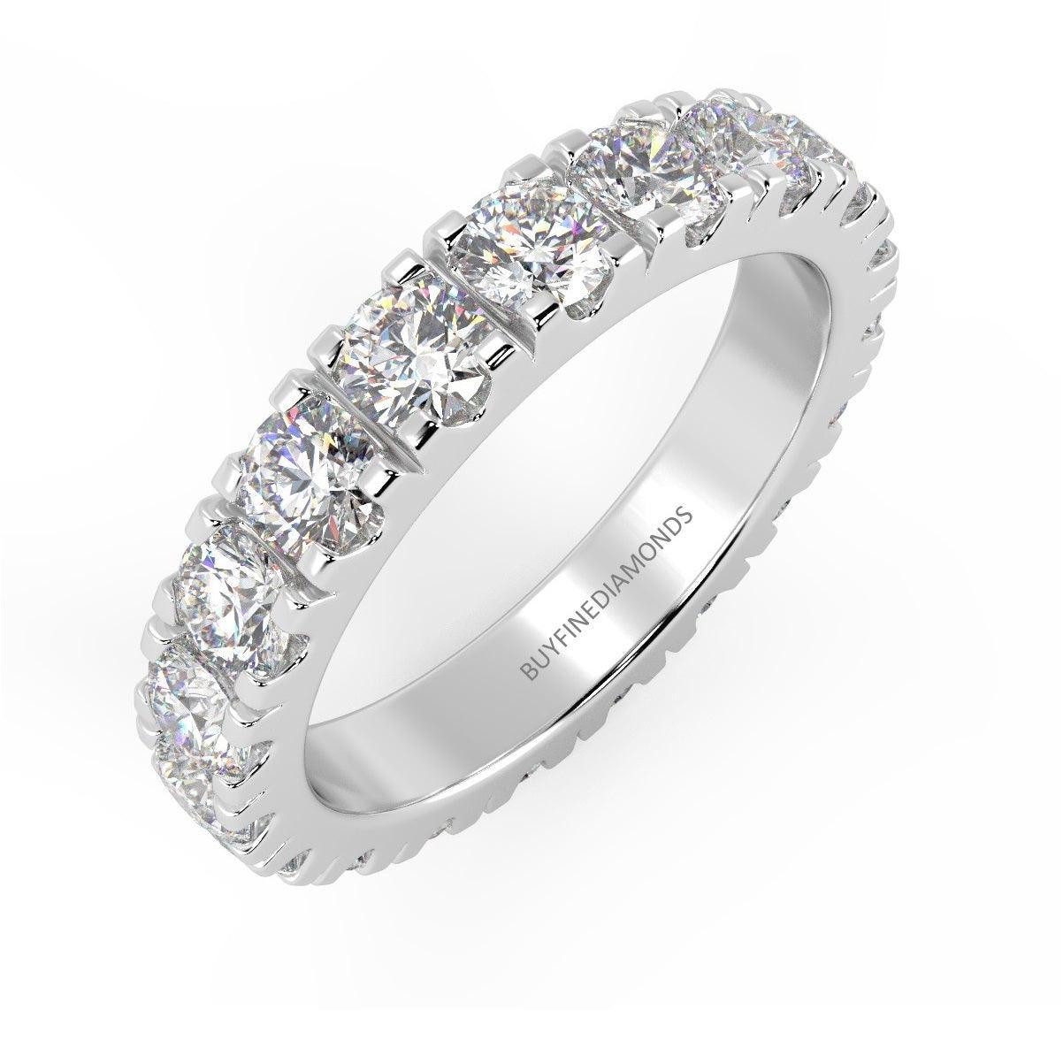 G-H/VS 1.30 Carat Round Diamond Micro Pave Set Full Eternity Ring in Hallmarked Platinum