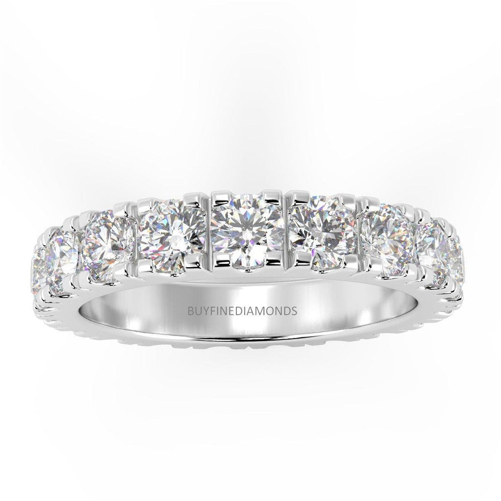 G-H/VS 1.30 Carat Round Diamond Micro Pave Set Full Eternity Ring in Hallmarked Platinum