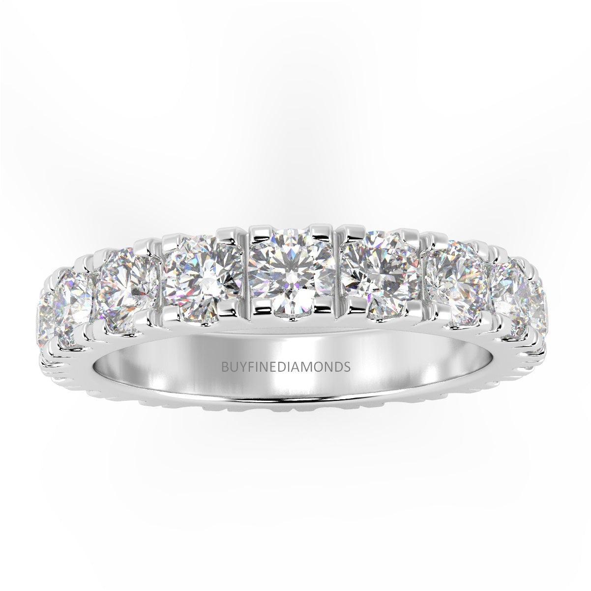 G-H/VS 1.30 Carat Round Diamond Micro Pave Set Full Eternity Ring in Hallmarked Platinum