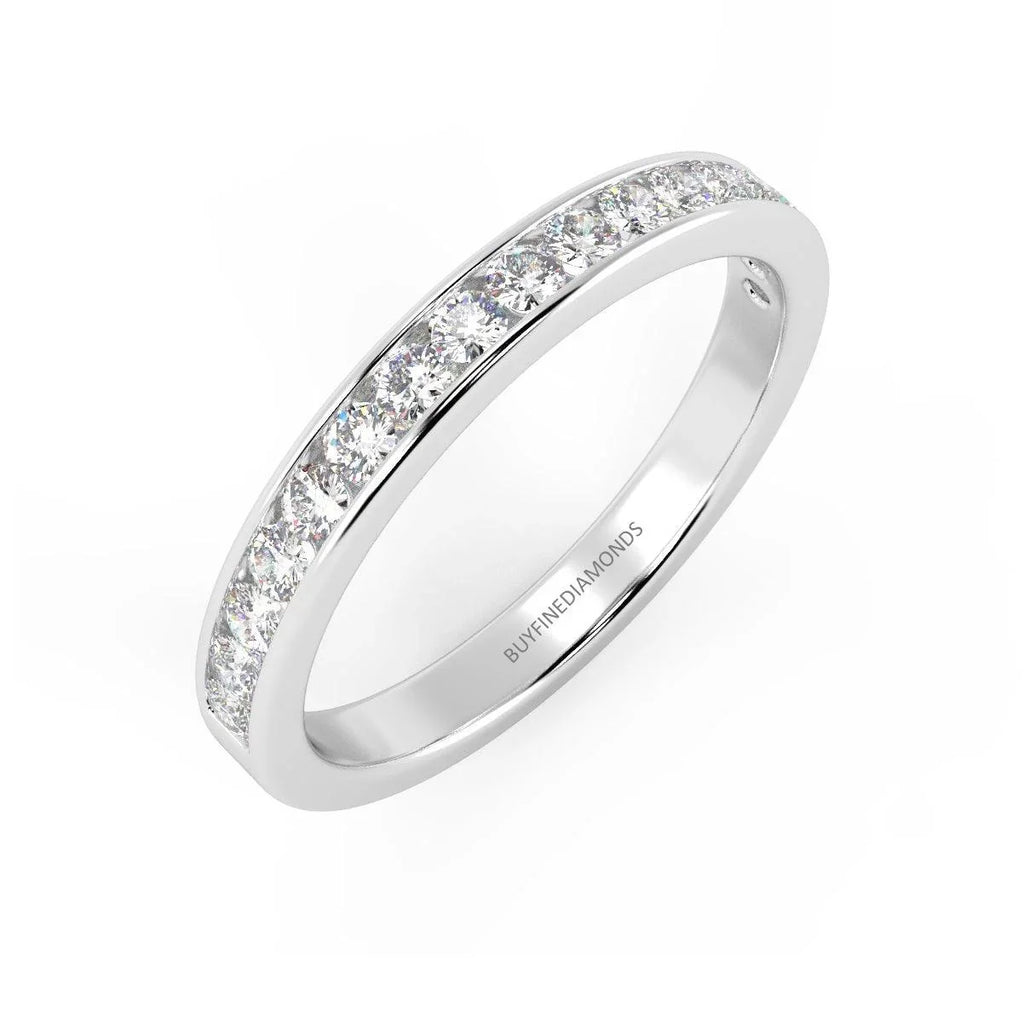 F/VS Channel Set Round Diamond Half Eternity Ring in Platinum/18K Gold