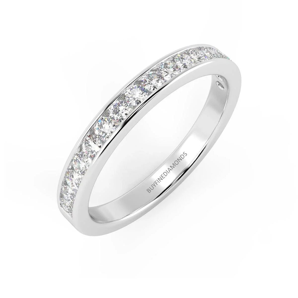 F/VS Channel Set Round Diamond Half Eternity Ring in Platinum/18K Gold