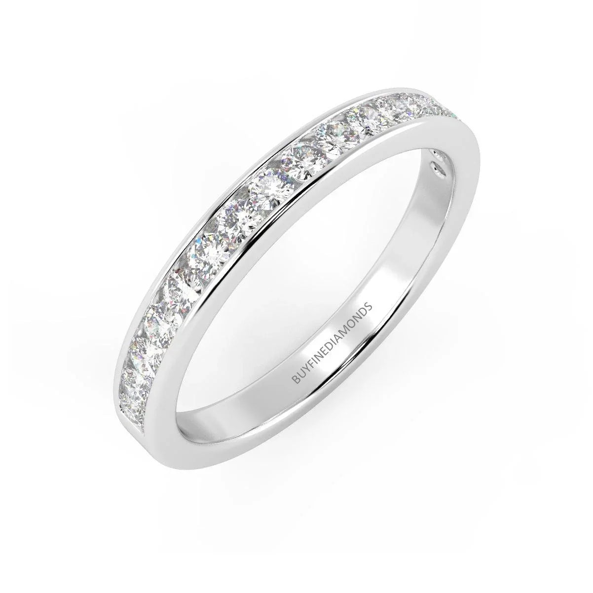 F/VS Channel Set Round Diamond Half Eternity Ring in Platinum/18K Gold