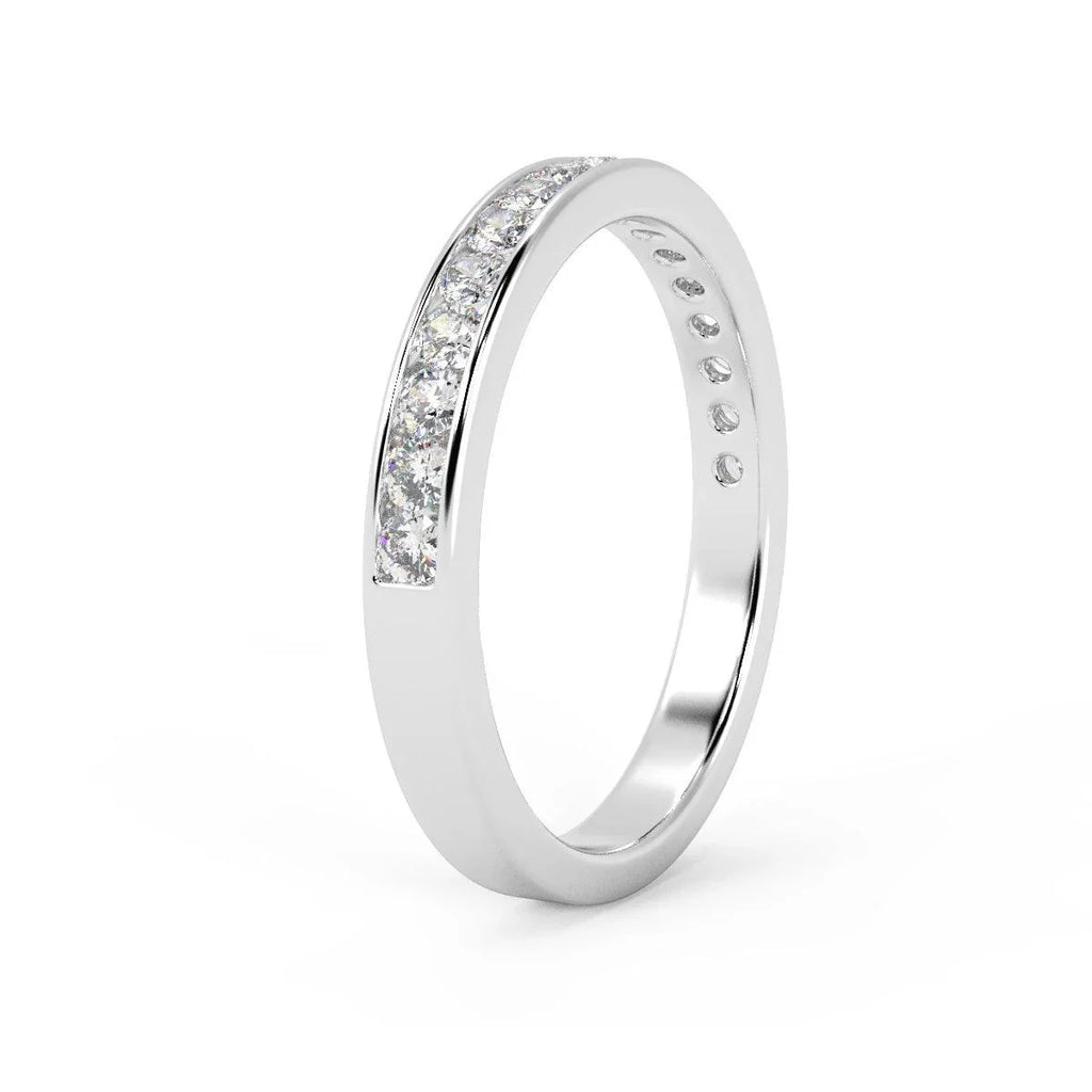 F/VS Channel Set Round Diamond Half Eternity Ring in Platinum/18K Gold