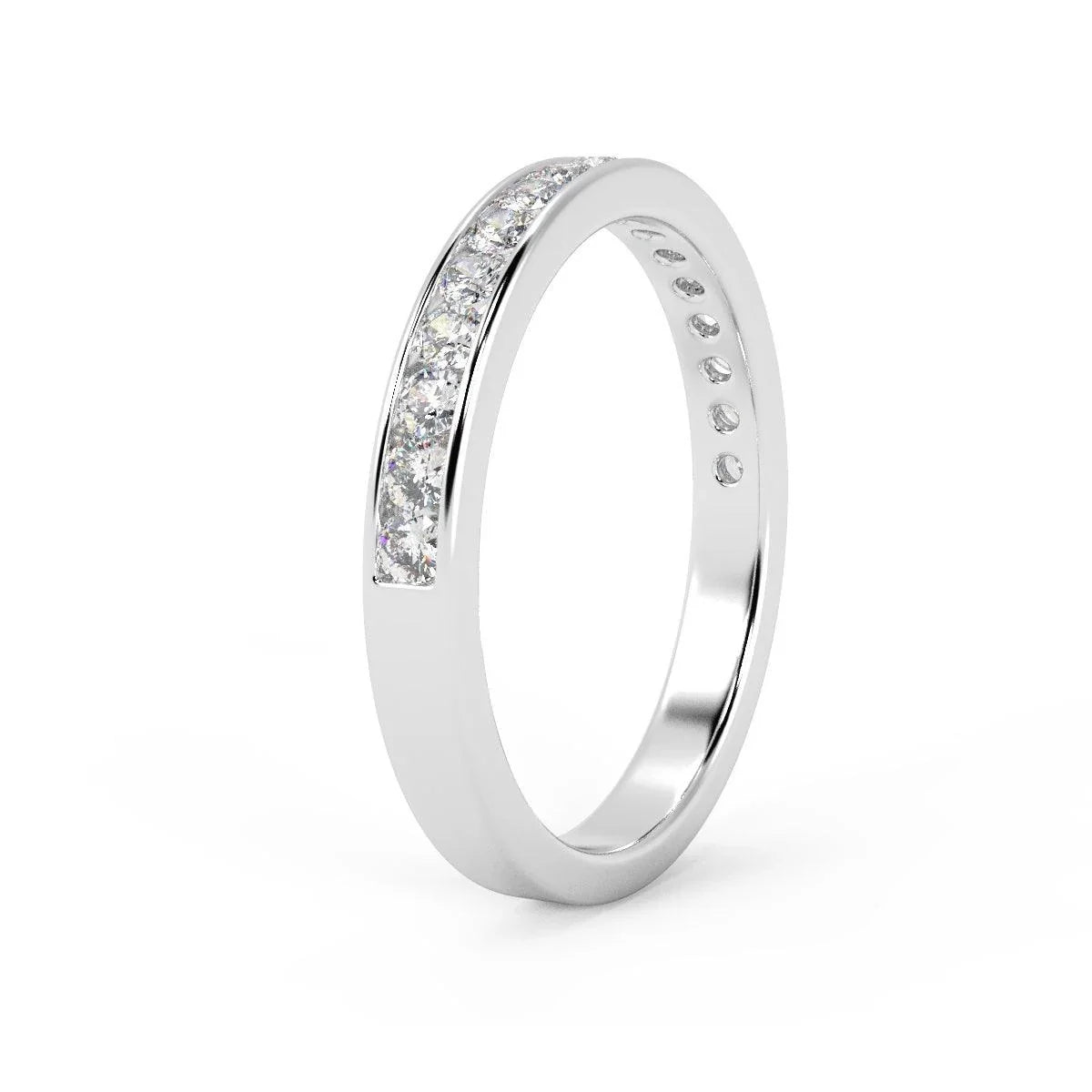 F/VS Channel Set Round Diamond Half Eternity Ring in Platinum/18K Gold