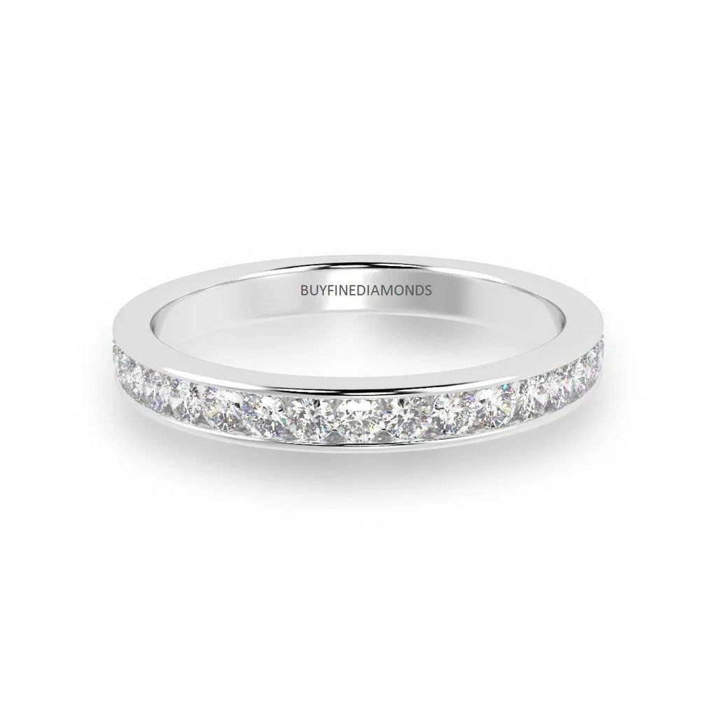 F/VS Channel Set Round Diamond Half Eternity Ring in Platinum/18K Gold
