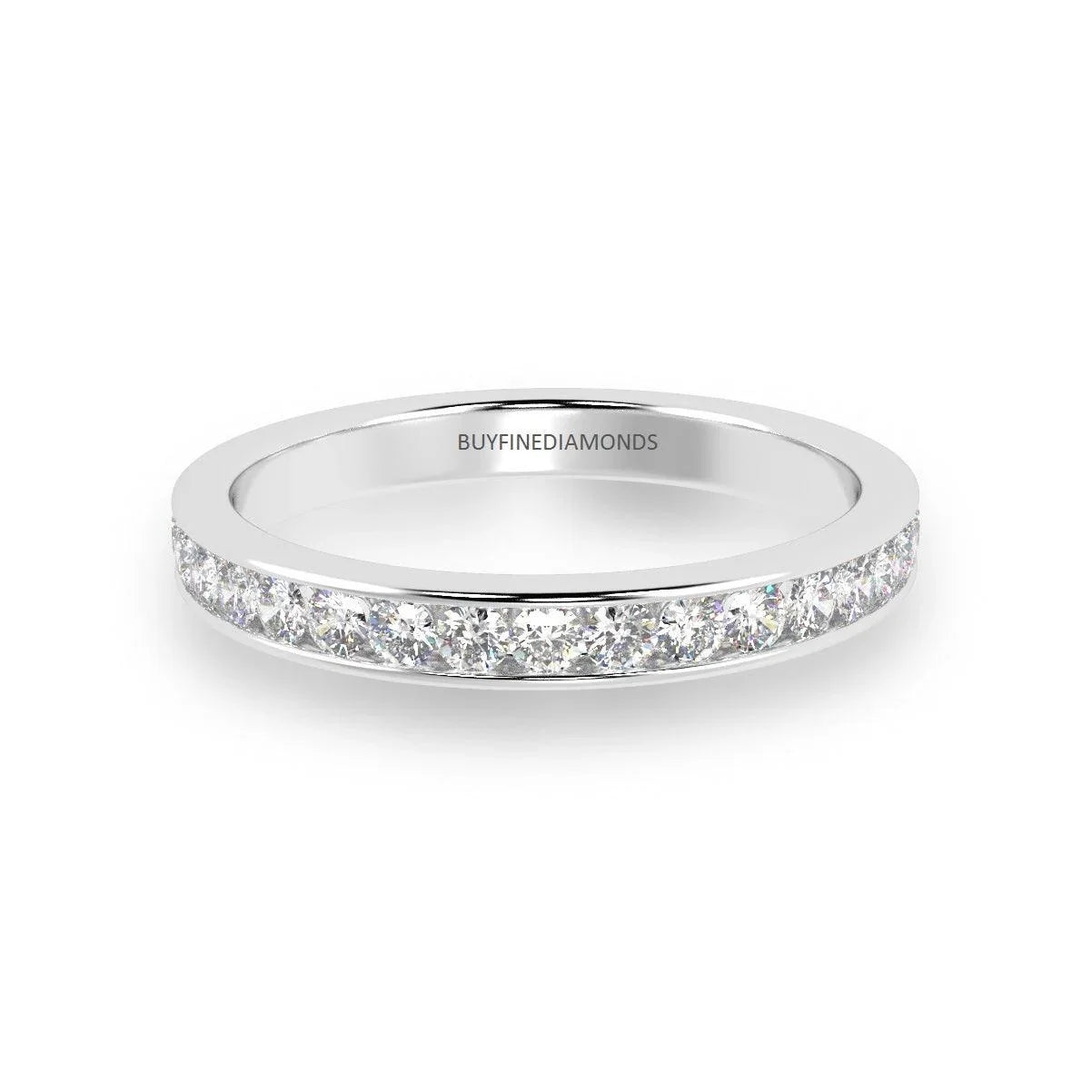 F/VS Channel Set Round Diamond Half Eternity Ring in Platinum/18K Gold