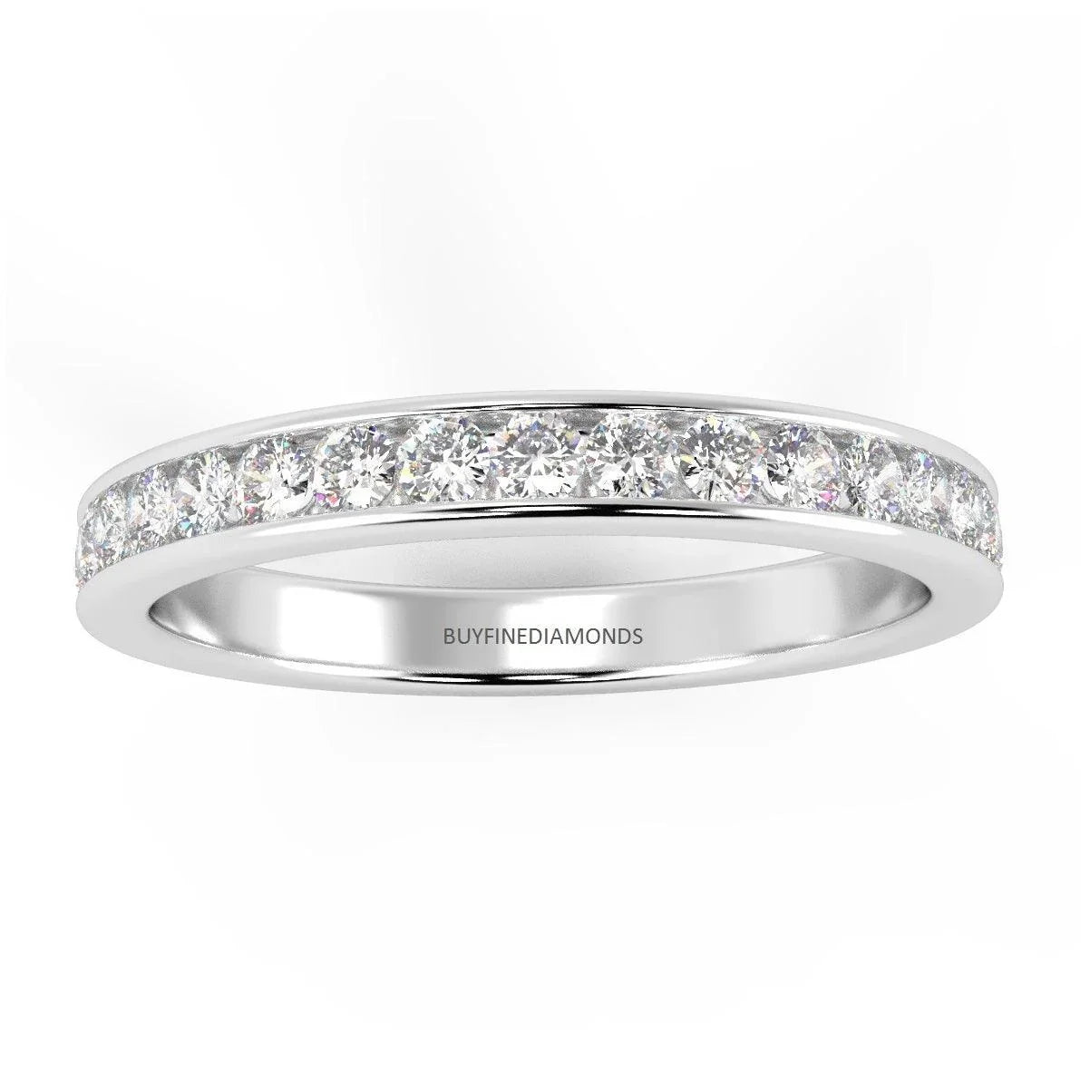 F/VS Channel Set Round Diamond Half Eternity Ring in Platinum/18K Gold