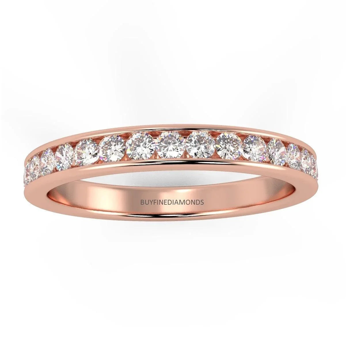 F/VS Channel Set Round Diamond Half Eternity Ring in Platinum/18K Gold