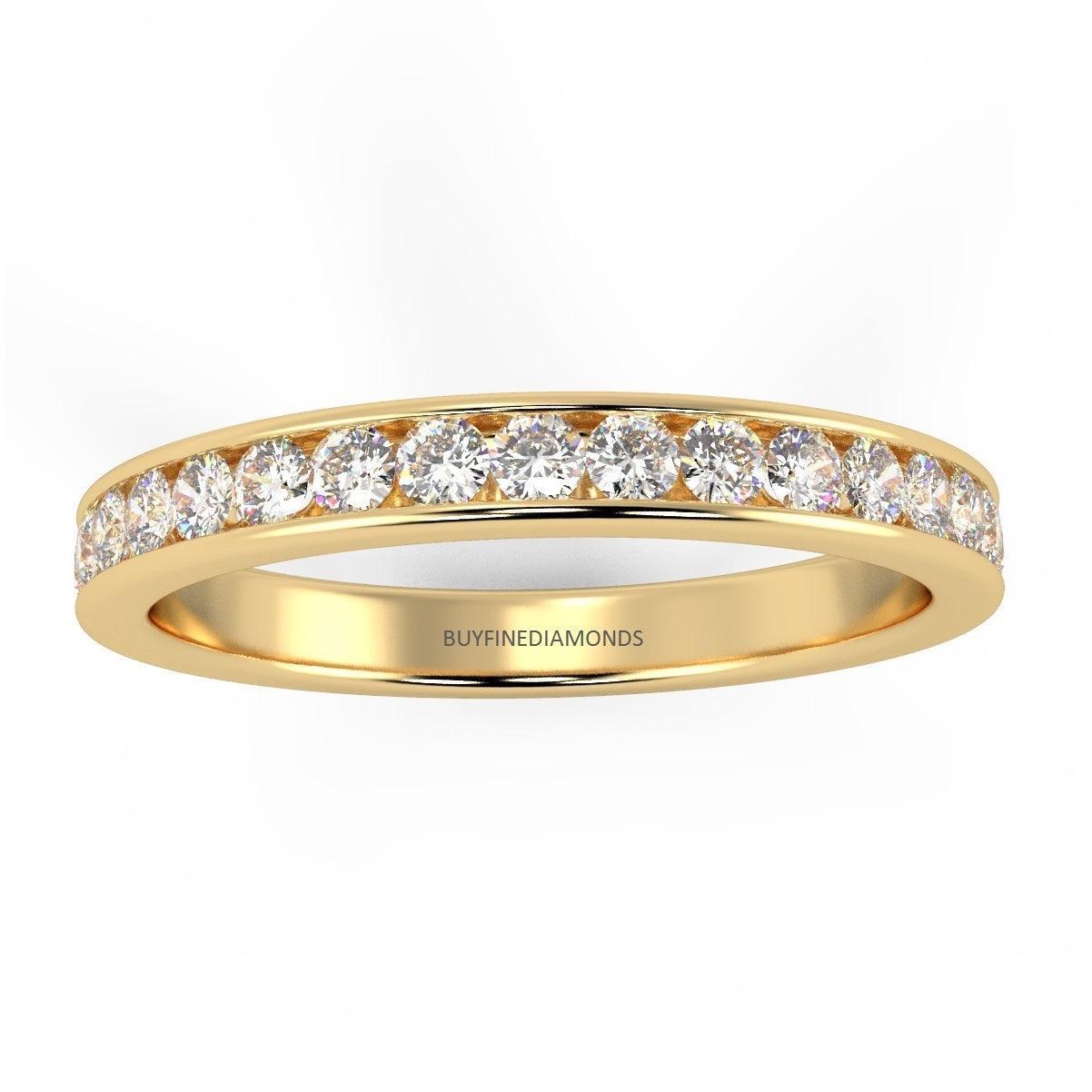 F/VS Channel Set Round Diamond Half Eternity Ring in Platinum/18K Gold
